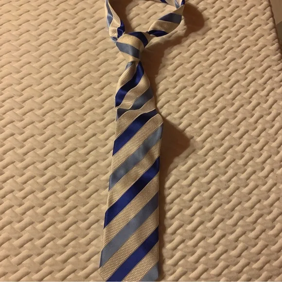 Donald J Trump Signature Collection Men’s Silk Necktie in Stipes Blue & White